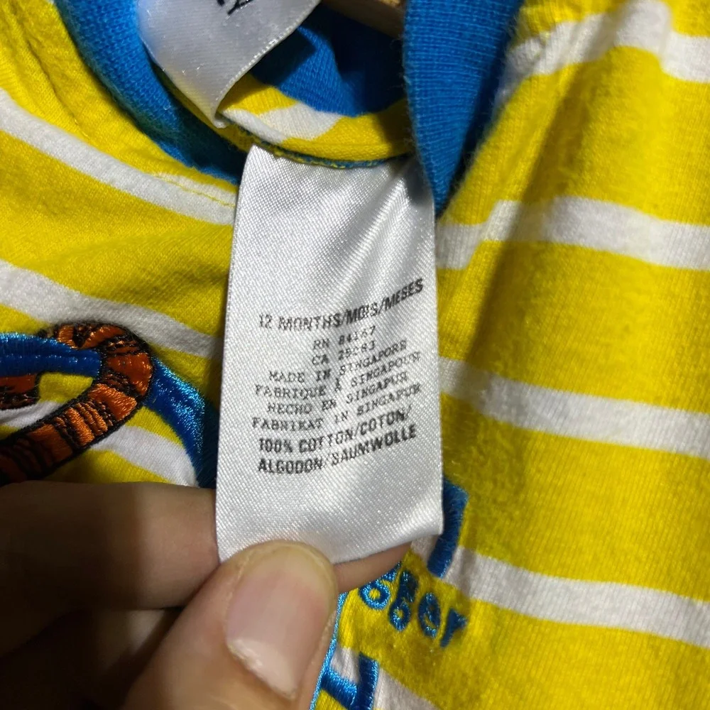 Vintage The Disney Store Tigger Romper Kids 12M Yellow Striped Embroidered Snaps